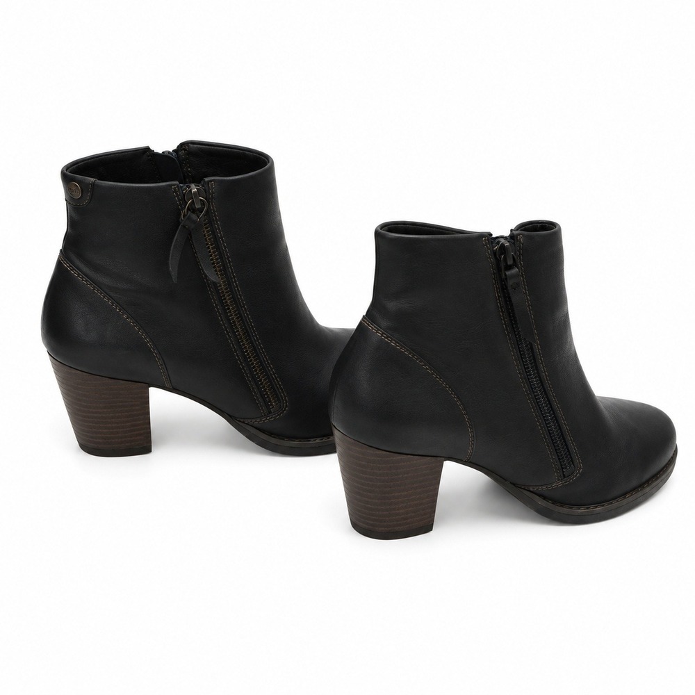 Clarks Pause Majesty Ankle Booties 7M Black Leather Block Heel Zip Minimalist - Picture 2 of 6